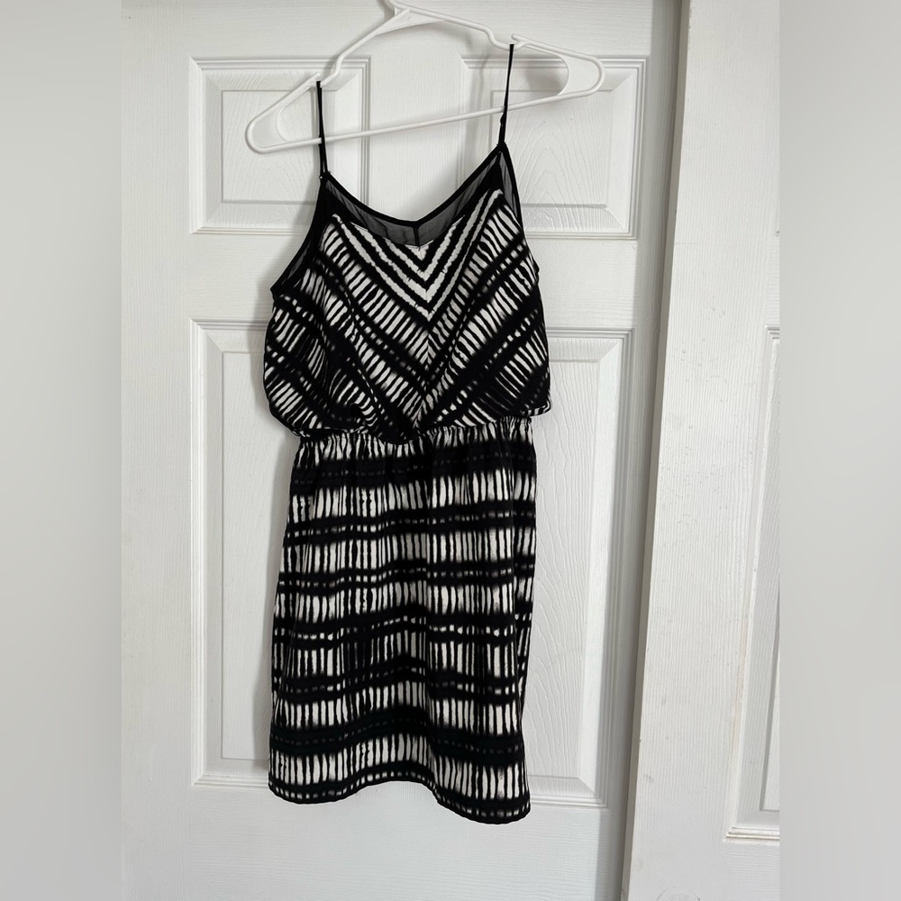 Black and White Striped Maxi Dress Spaghetti Strap Size Small